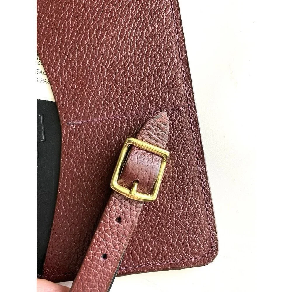 Lucchese‎ Leather Passport Holder & Luggage Tag Duo Set Maroon Gold